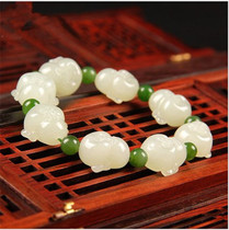 Xinjiang and Tian Yuhand chain Beyyu jade beads white jade Buddha head male and female with jade bracelet with certificate bracelet