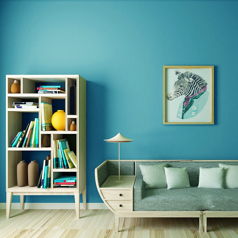 Lake Blue Pure Vegetarian Color Seamless Wall Cloth Sky Blue Ins Wind Bedroom Living Room Sofa Background Wall Cloth Modern Brief