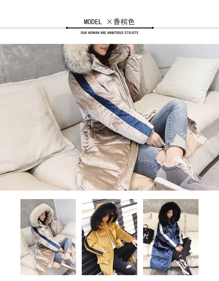 Áo khoác nhung vàng 2019 mới mùa đông quần áo cotton chống mùa nữ phiên bản Hàn Quốc áo rộng buông dài áo độn dày - Bông áo lông vũ chính hãng
