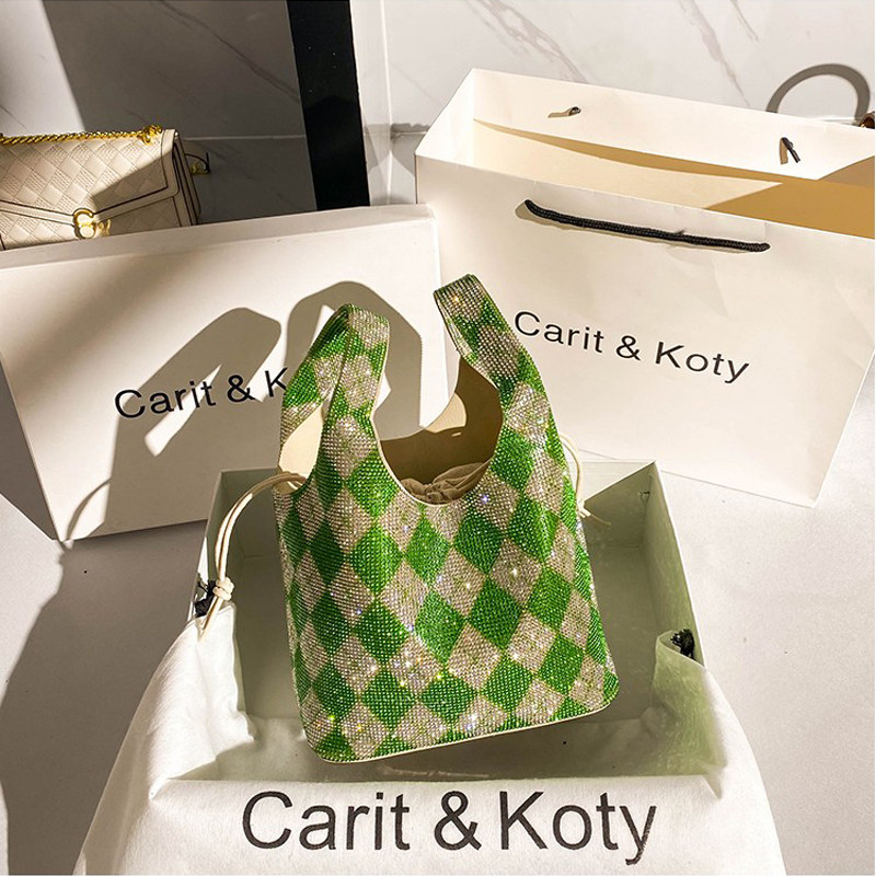 Carit Koty small crowdsourced light and luxurious water drill bag 2022 new wave advanced senses bucket bag women's food basket hand