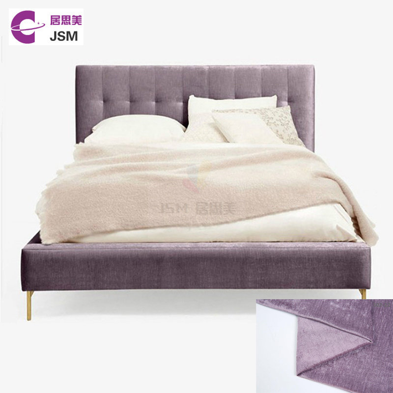 JSM Nordic Light Lavish Bed American Brief About 1 8 m Large Bed-Like Board Room Small Family Snowier Purple Fabric Wedding Bed