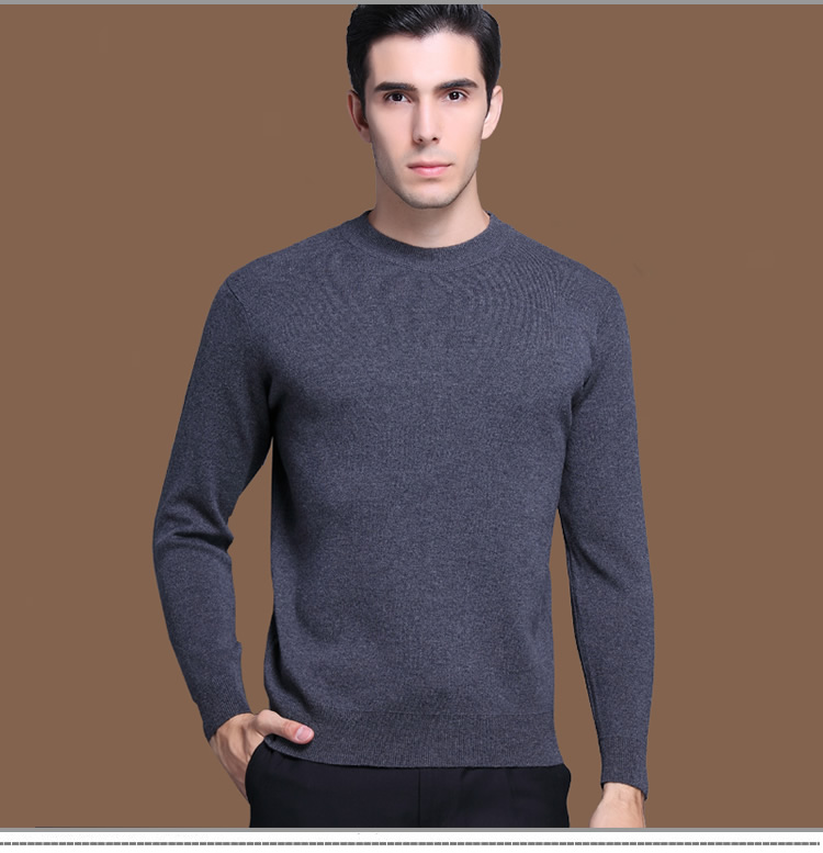 Áo len cashmere mùa đông nam tinh khiết cashmere cổ tròn dày áo len trung niên nam áo len lỏng lẻo thành phố Erdos áo khoác nam