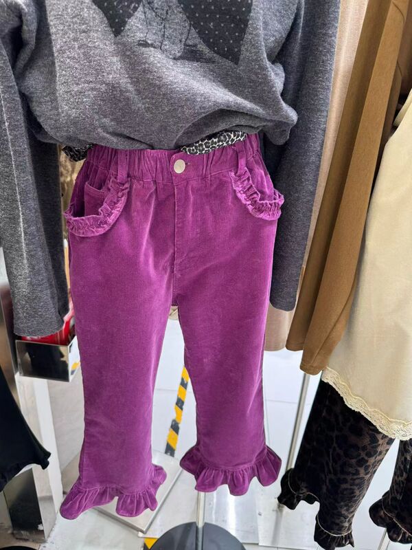 Korean Style Trendy Rose Red Corduroy Casual Pants for Women 2026 Niche Design Slimming Flared Cropped Pants Chic