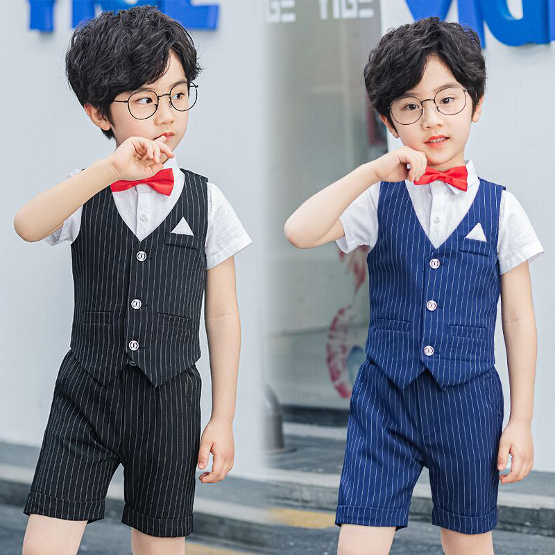 Children's host small dress piano costume boy suit suit Western style flower girl tenth birthday suit summer