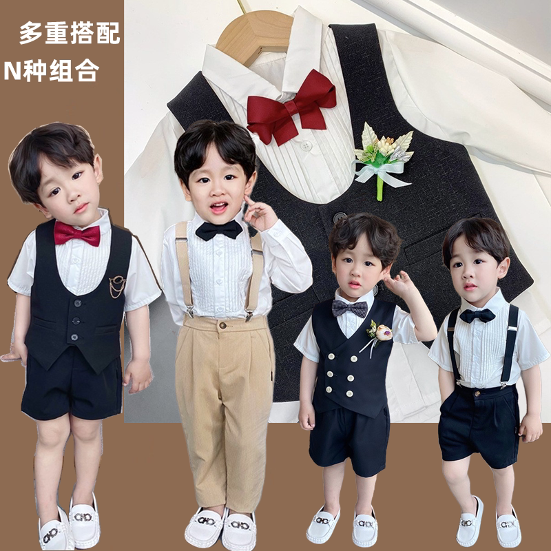 Year Old Toddler Suit Flowers Children Cuddling Bag Pants Children Wedding Small Gown Summer Clothing Boy West Suit Suit Male