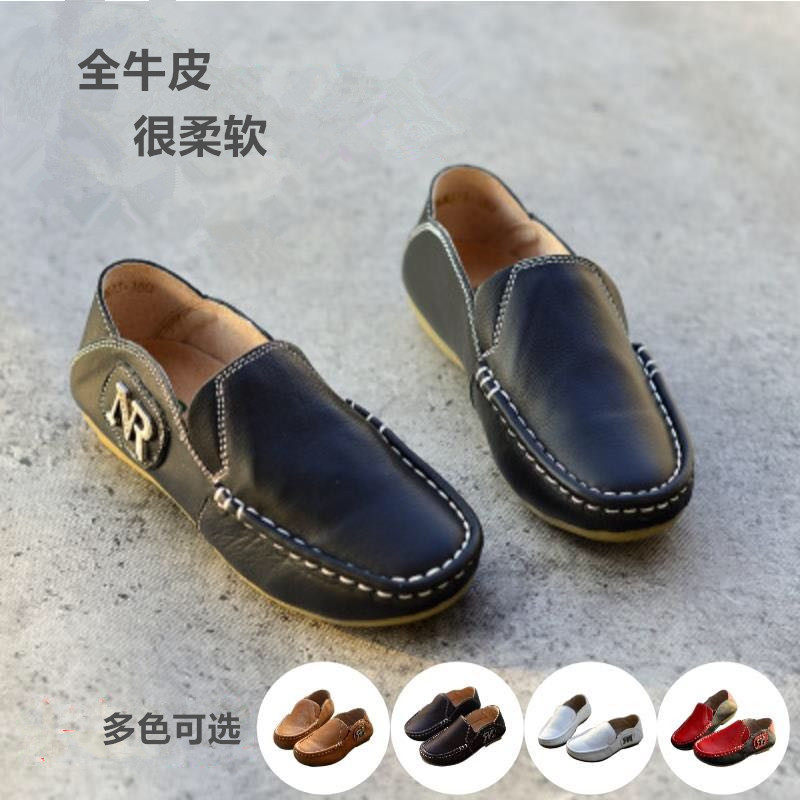 Children's beanie shoes small black leather shoes boys leather soft bottom black leather shoes kindergarten 2022 new suit shoes