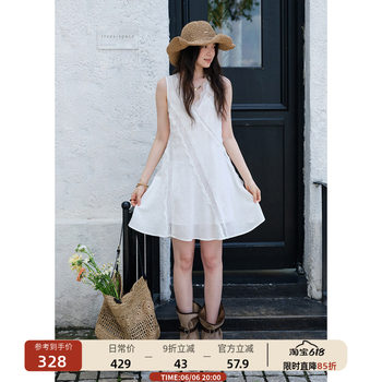 ເສື້ອຢືດຄໍ v-neck stitching lace slim dress ຂອງແມ່ຍິງສັ້ນ sleeveless skirt summer