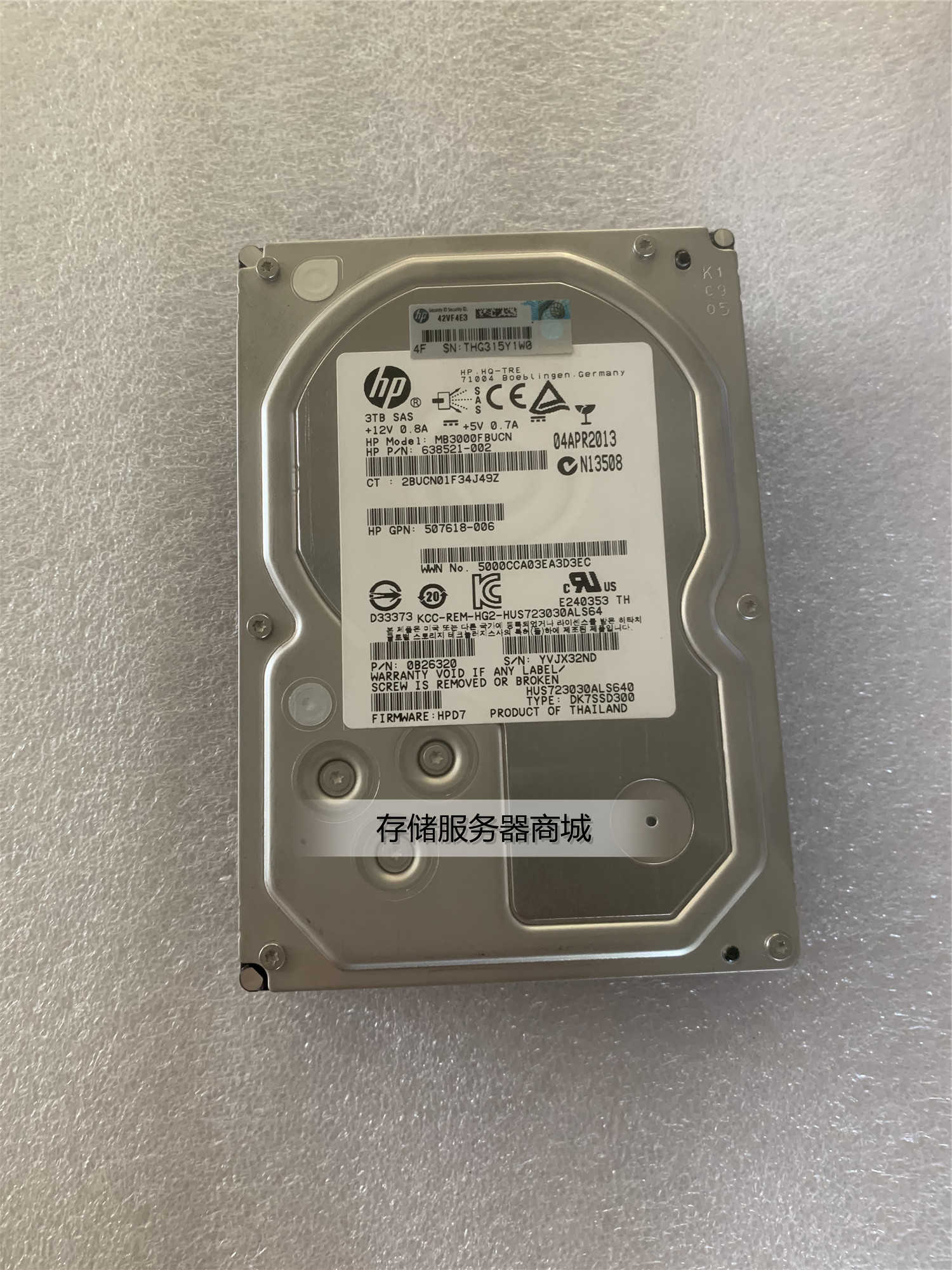 HP 638521-002 MB3000FBUCN HUS723030ALS640 3TB SAS 3 5
