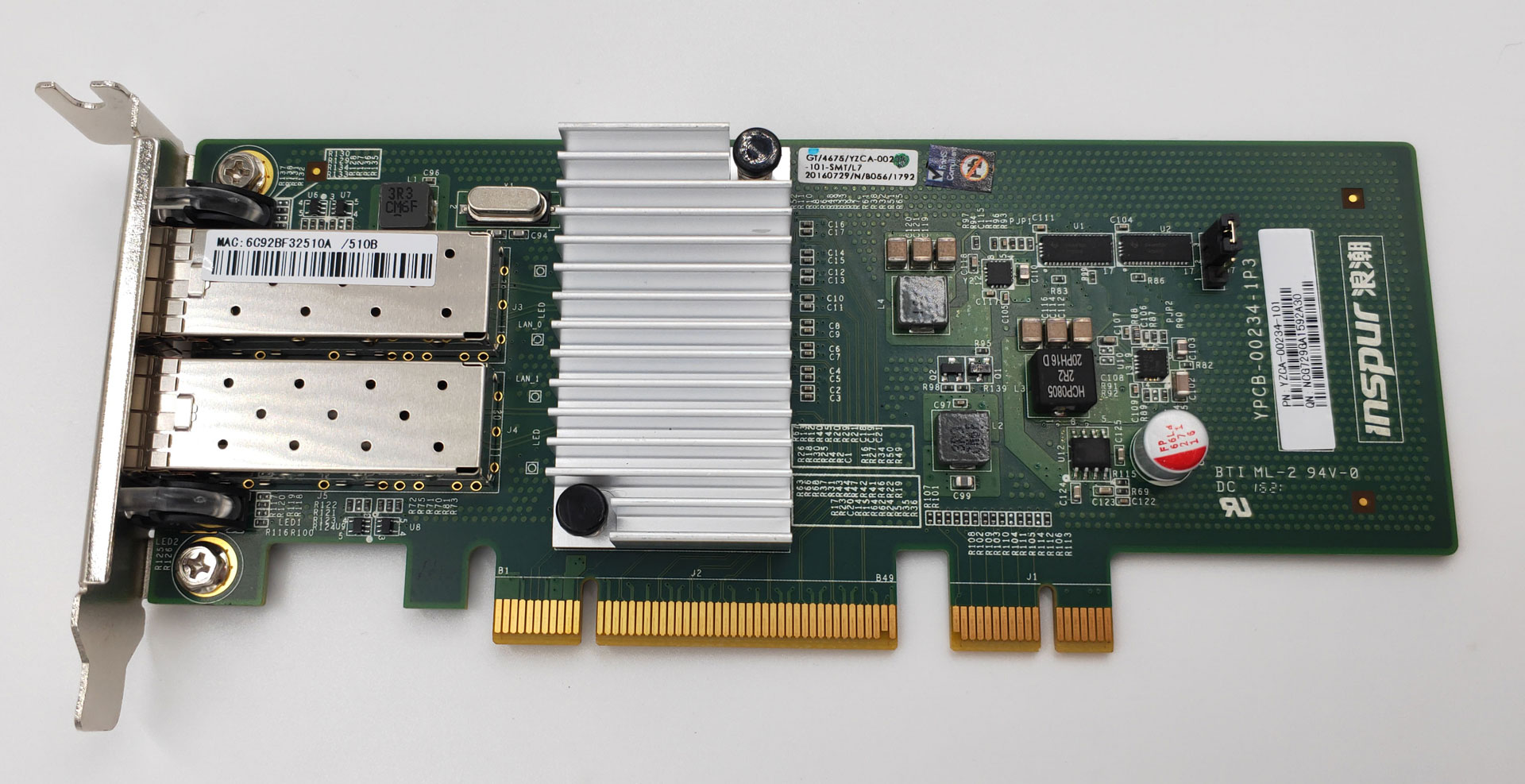 Wave YPCB-00234-1P3 YZCA-00234-101 Dual-port tengabit fiber network card 10GB 82599