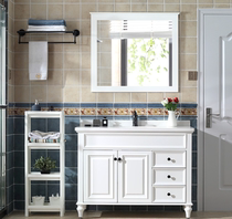 Bathroom American bathroom cabinet combination simple floor-to-ceiling sink cabinet solid wood oak toilet washbasin
