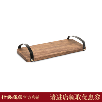 Shiliang shop leather handle black walnut cherry wood cutting board household kitchen cutting board chopping board bread steak