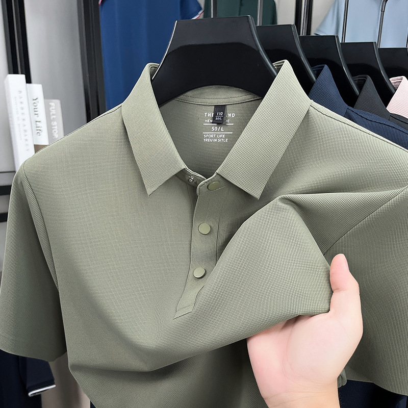Men's Short-Sleeve Polo Shirt with Turn-Down Collar, Yiwu Shishi Guangzhou Baima Shahe, Young and Middle-Aged Luxury Casual Top for Summer