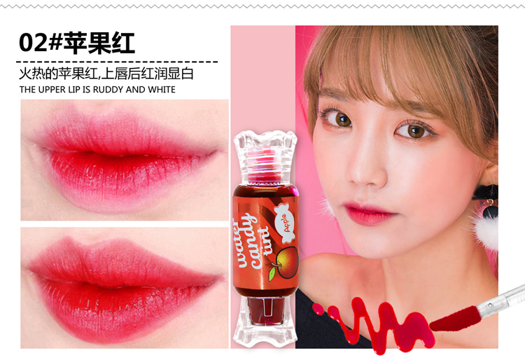 Kẹo nhuộm lip lỏng lip men kéo dài giữ ẩm không thấm nước không dính cup lip gloss lip mật ong hương vị trái cây son môi lỏng 	son bóng có nhũ