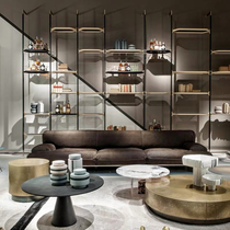 Baxter Bardot with the same sofa Italian light luxury nubuck leather large sofa villa model room