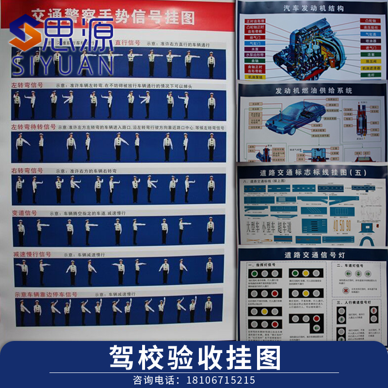 Siyuan Driving School acceptance car teaching wall chart Traffic signal motor vehicle structure and working principle wall chart