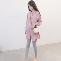 Pregnant woman shirt with long sleeves snowspun pure color shirt 2020 new spring and autumn in pregnant woman blouse omer spring clothes