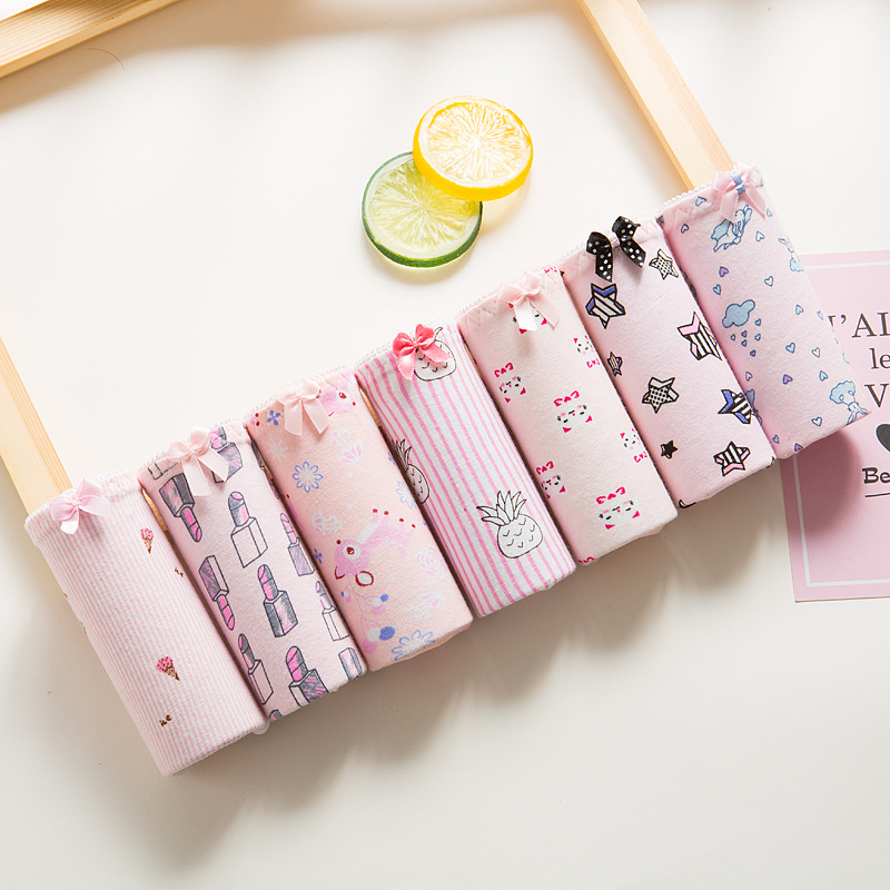 6 đồ lót nữ đồ lót nữ đồ lót cô gái hoạt hình tóm tắt cotton của phụ nữ ở eo bông đồ lót phụ nữ lộ quần lót