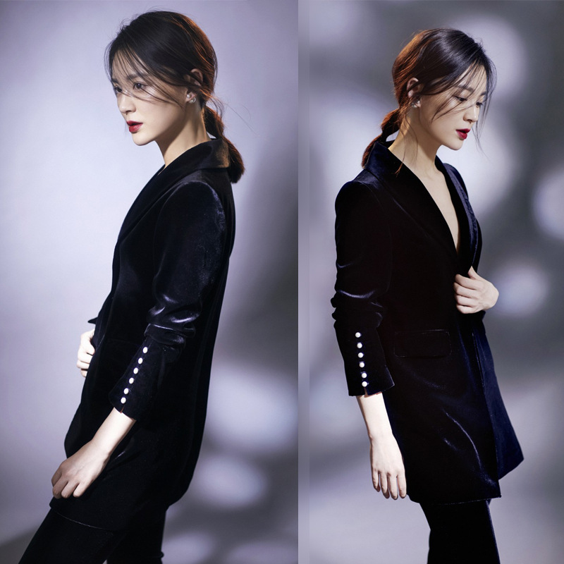 Special cabinet Gothic new women's clothing 2022 Sharkin velvet broadlegged pants small suit suits suit jacket woman