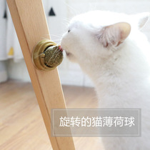 Cat mint ball cat snacking and licking leash Garfy cat grindle rotating cat toy ball covered with damp and durable