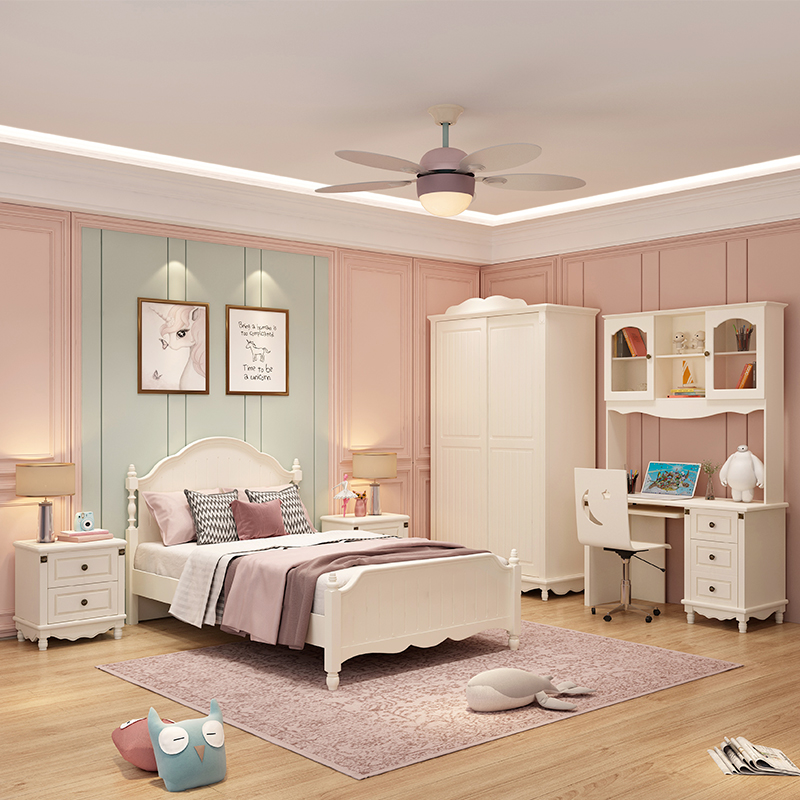 Korean style bed modern minimalist small apartment white double bed and wardrobe desk master bedroom bedroom furniture set combination