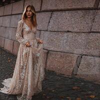 (Women's sexy deep V long sleeped dress slim dress new produ