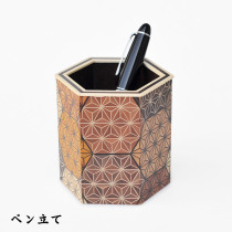 Japans Hakone famous product to send Wood fine work pen holder wood chip mosaic craft gift