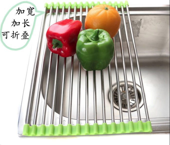 Folding drain Shelf Dish Rack Sink Upper containing layer Shelf Kitchen Dishwashing pool Drain Bowls Rack Drain basket