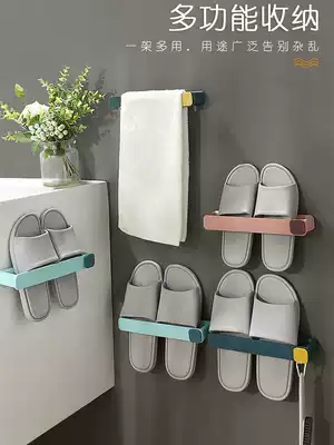 Bathroom slipper rack Shoe storage rack Wall-mounted punch-free hook Powder room toilet drain wall-mounted shoe rack