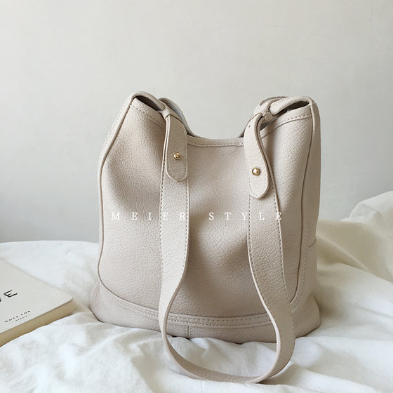 韩国ins软皮水桶包复古时尚腋下包大容量单肩包斜挎包子母包潮包