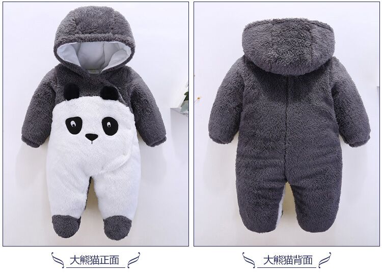 Quần áo sơ sinh dính liền với quần áo cotton dày cho bé Quần áo mùa thu và mùa đông đi chơi quần áo ôm 0-1 tuổi romper body cotton thông hơi cho bé