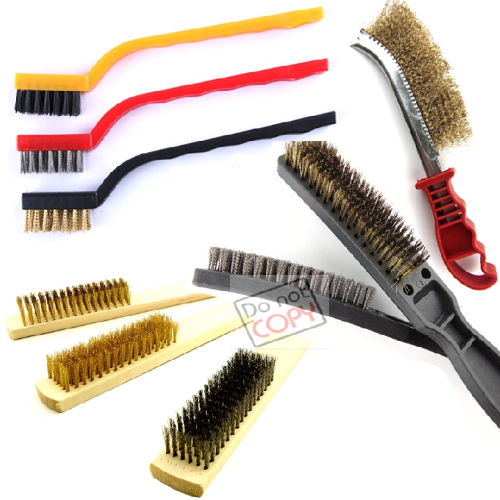 Steel wire knife brushed brass wire rust brushing toothbrush type steel wire brush knife shaped clear slit brushed copper plated stainless steel wire brush