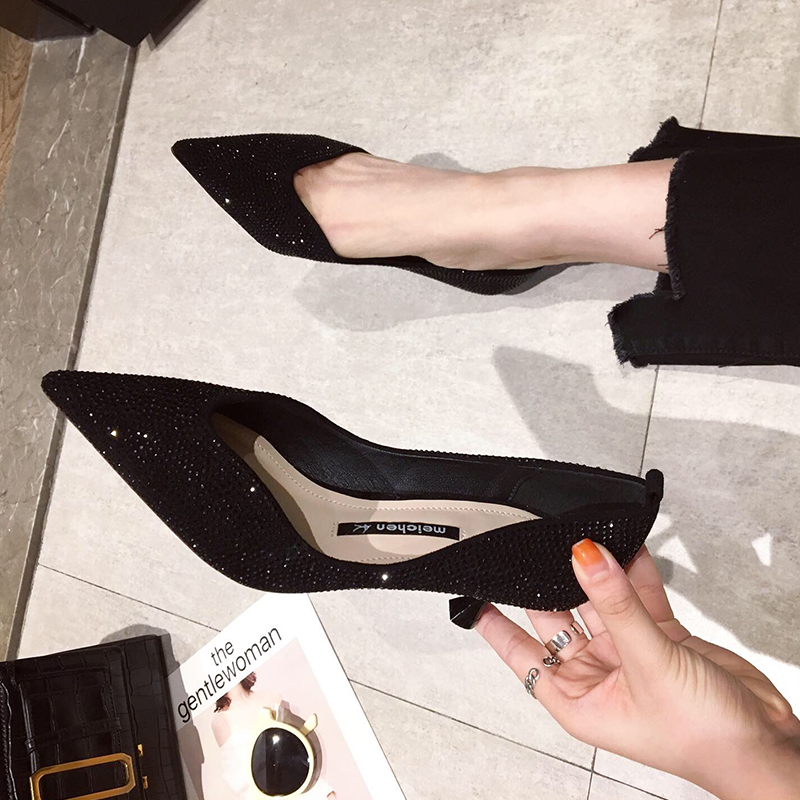 2022 spring new 100 hitch a little fresher red French girl high heels girl fine with pointy mesh red sexy wedding