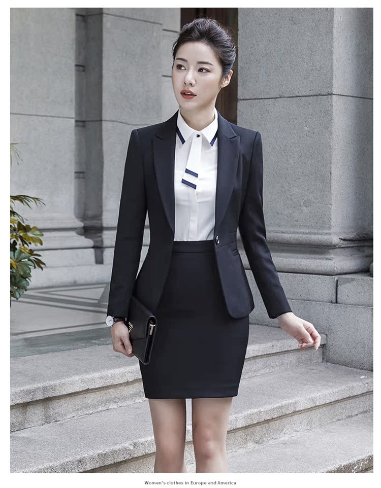 Bộ đồ chuyên nghiệp Bộ vest nữ 2018 mới khí chất OL quần yếm Bộ đồ thời trang nữ Váy dài tay phỏng vấn ao khoac nu