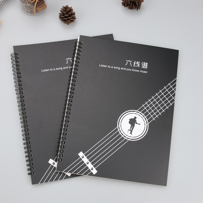 A4 Thickened Creative Guitar Playing Blank Sheet Music Book with Chord Tabs and Six-Line Staff Music Practice Book 