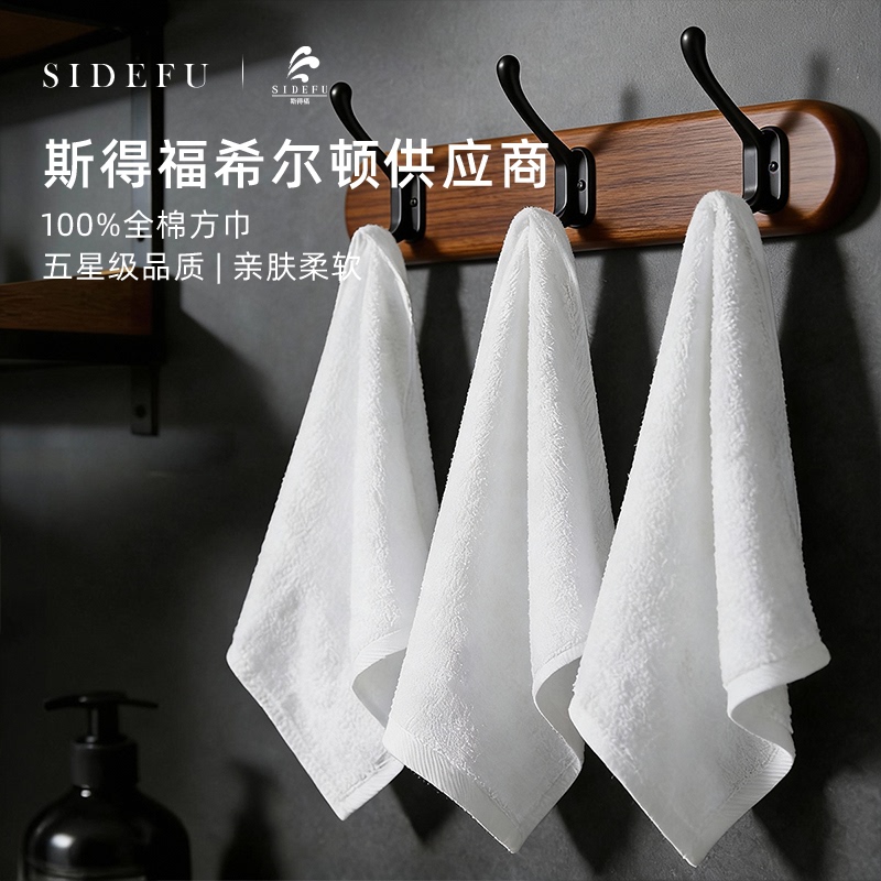 Stedford High-End Hanging Hand Towel, Pure Cotton, Five-Star Hotel White Square Towel, Small Towel, Absorbent for Face Washing