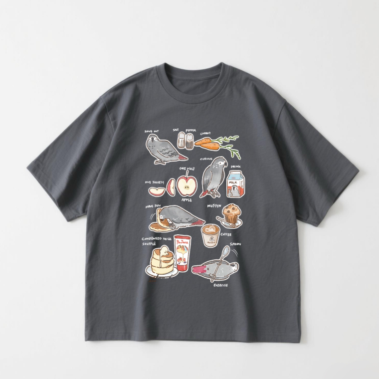【Eight Treasures Paradise】Birds Short-Sleeved T-Shirt｜The Daily Life of Grey Parrots