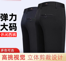 Autumn and winter casual pants mens spring and summer loose size straight pants middle-aged and elderly trousers high waist non-iron dad pants