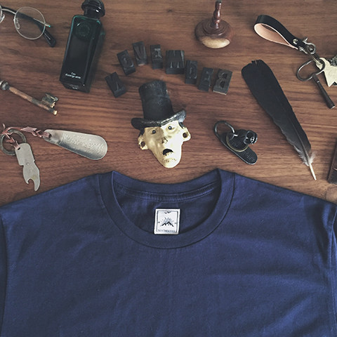 Novfinegoods Indigo Tee Classic Indigo Organic Cotton Round Neck Short Sleeve Fit Cut Retro