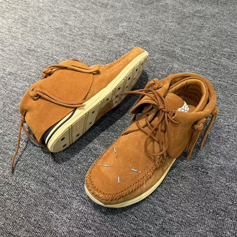 现货VISVIM UNCLE GUI FBT 25AW：串珠牛皮流苏运动鞋，复古潮流新宠！-高帮鞋-淘宝好物网