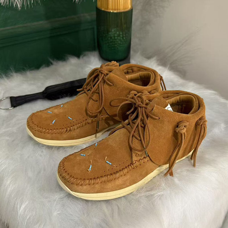 现货VISVIM UNCLE GUI FBT 25AW：串珠牛皮流苏运动鞋，复古潮流新宠！-高帮鞋-淘宝好物网