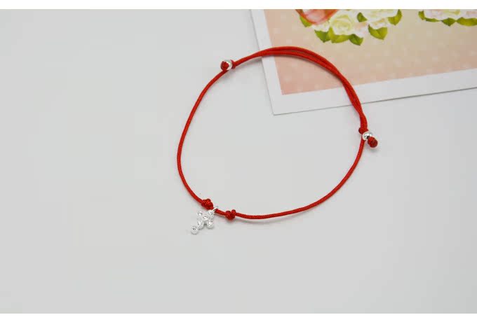 S925 sterling bạc chéo dây đỏ vòng chân ngày Hàn Quốc phiên bản nữ sinh văn học đơn giản tốt dây đen vòng tay chân dây vòng chân nữ đẹp