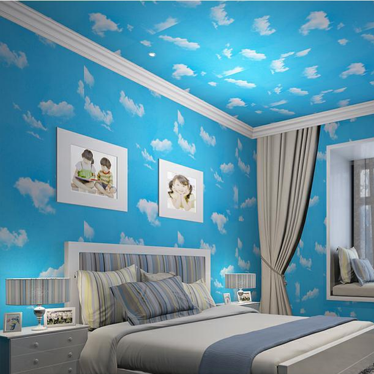 Blue sky white cloud Self-adhesive ceiling wallpaper Self-sticking roof Roof Wallpaper Trim top hanging ceiling Ceiling Bedroom Waterproof