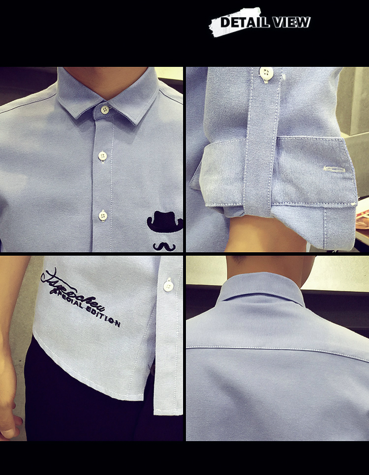 Sinh viên nam thanh niên hoang dã áo dài tay cotton oxford quay Slim cộng với áo nhung dày ấm áp thủy triều áo tay dài nam