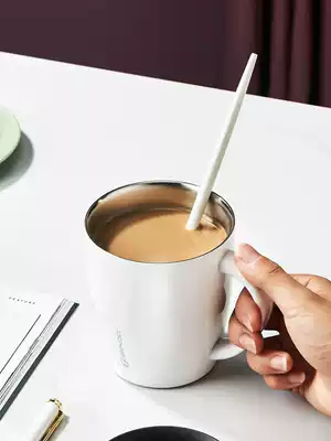 Mug Thermos cup Stainless steel water cup Simple office cup with lid Tea bowl drinking cup Couple coffee cup