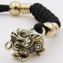 Pure copper Kirin Key Closed Parts Tibetan Diamond Knitting Rope Key Chain Key Closed Pending Ancient Personality