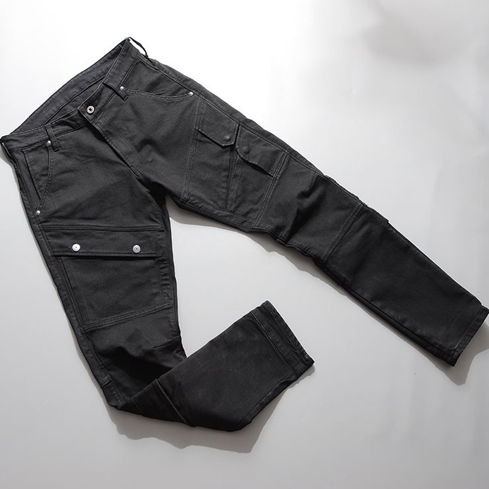 Airblaze 3D Skinny Washed Black Slim-Fit Jeans Motorcycle-Style 3D Tailoring Dark Night Black