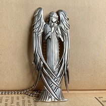 Europe 925 pure silver big angel antique big pendant male and female pendants