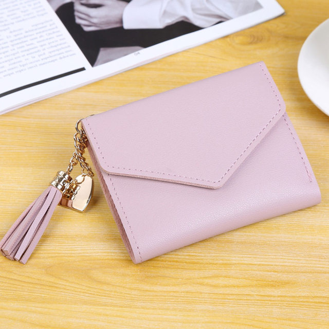 ໂຮງງານຂາຍໂດຍກົງຂອງແມ່ຍິງ wallet ງາມວິທະຍາໄລແບບນັກສຶກສາ tassel pendant trendy wallet wallet coin purse pu