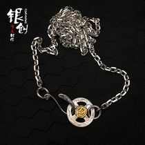 Yinchuji healthy point Golden Wheel too corner chain KEN KIKUCHI18K gold s925 sterling silver cross wheel Eagle hook necklace