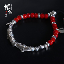Yinchuang Takahashi goros glazed bead bracelet feather Chrysanthemum Good Eagle deerskin rope retro male Indian